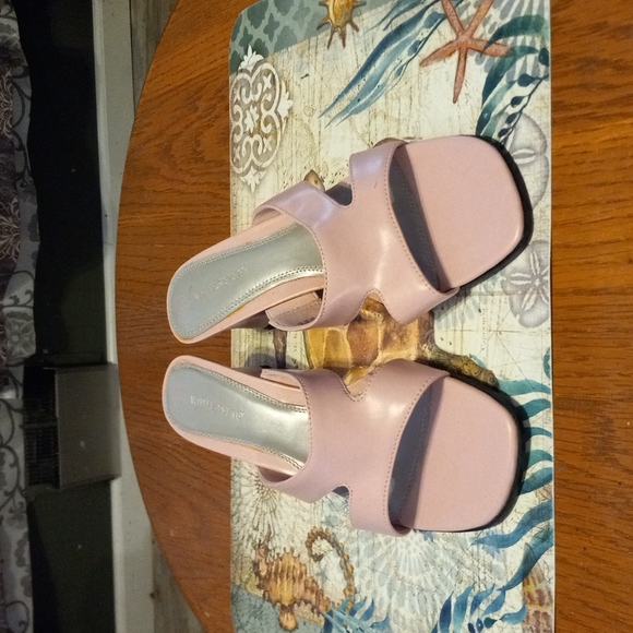 Pastel pink slide sandals